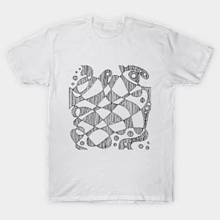 Abstract fluid line art T-Shirt
